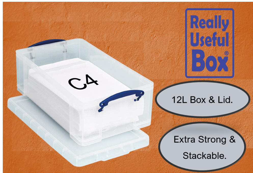 Really Useful 12L Plastic Storage Box With Lid 465x270x150mm C4 Clear