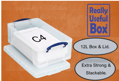 Really Useful 12L Plastic Storage Box With Lid 465x270x150mm C4 Clear