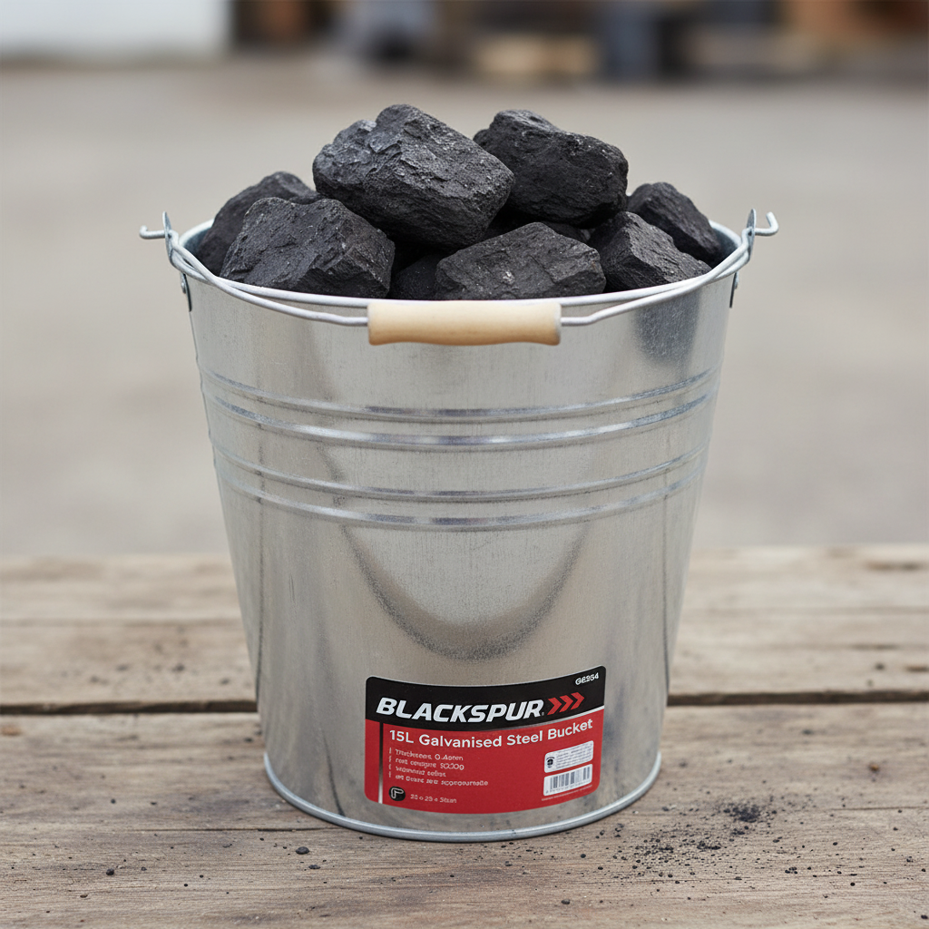 Fixtures Blackspur 15L Galvanised Steel Bucket | Large 15L Capacity | Wooden Handle