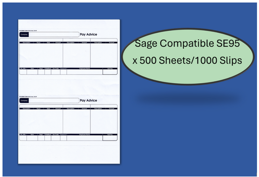 Sage (SE95) 1-Part Laser Pay Advice Forms 500 Sheets/1000 Forms