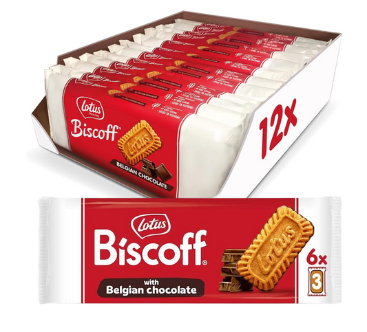 Lotus Biscoff Individually Wrapped Caramelised Biscuits with Belgian Chocolate 72's