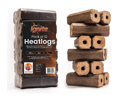 Heat Logs High Energy Ultra Dry Open Fire Log Eco Wood Fuel {Pack x 12}