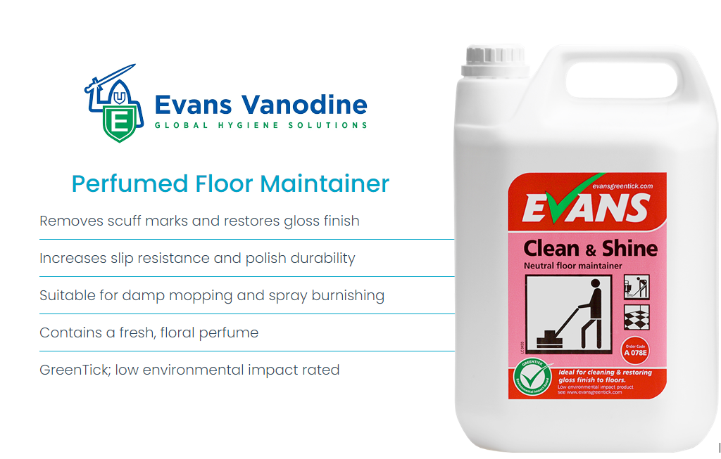 Evans Vanodine Clean & Shine Neutral Floor Maintainer 5 Litre - NWT FM SOLUTIONS