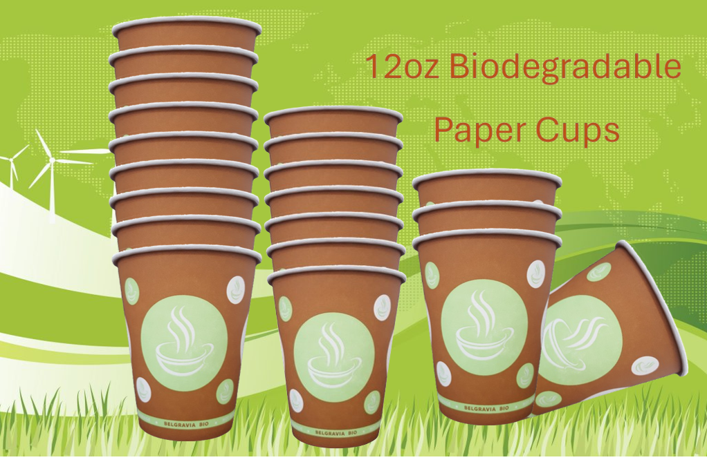 12oz Belgravia Biodegradable & Compostable Single Walled Paper Cups (50s)