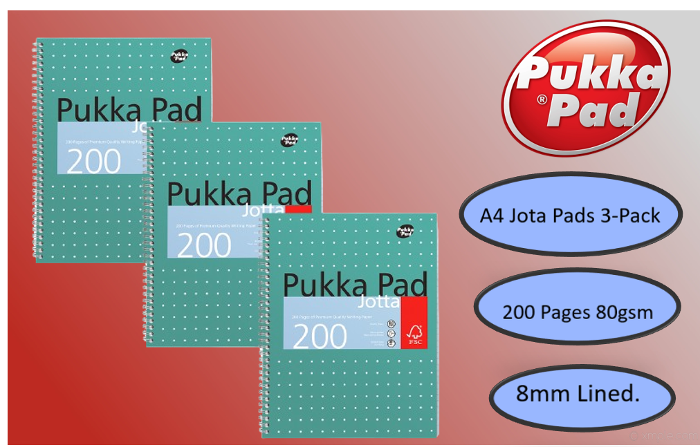 Pukka Pad Ruled Wirebound Metallic Jotta Notebook 200 Pages A4 (Pack of 3) JM018 - NWT FM SOLUTIONS