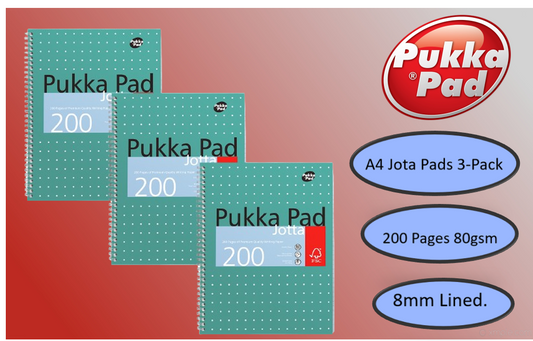 Pukka Pad Ruled Wirebound Metallic Jotta Notebook 200 Pages A4 (Pack of 3) JM018 - NWT FM SOLUTIONS