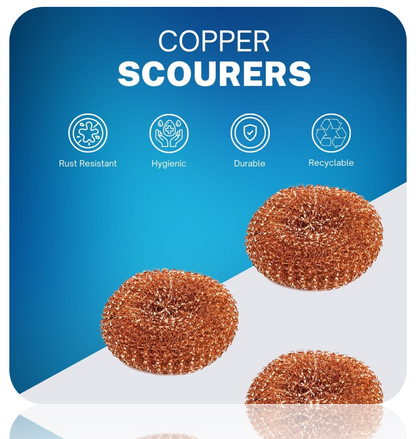 Copper Plated Scourers | 3 Pack | Tough &amp; Abrehessive