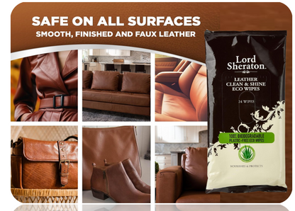 Lord Sheraton Eco Leather Clean And Shine Wipes, Clear, 24 Pack