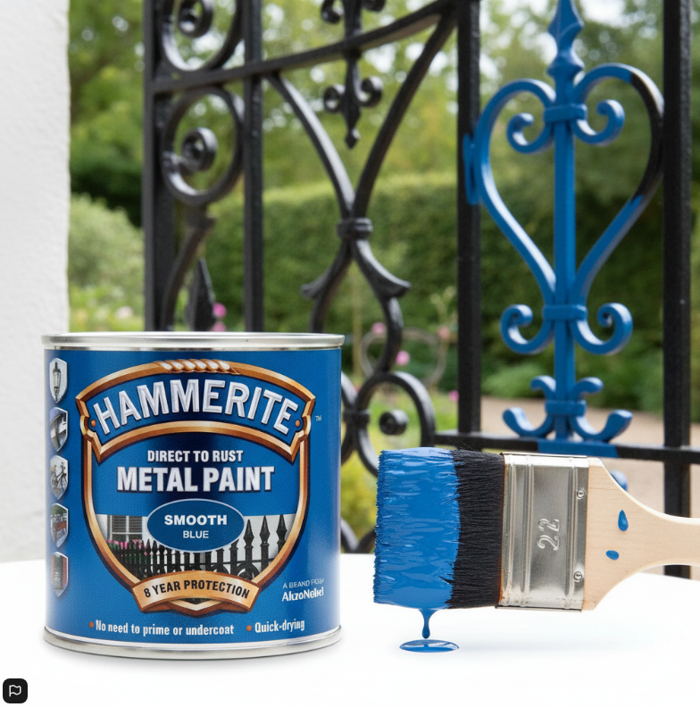 Hammerite 5084884 Direct To Rust Metal Paint - Smooth Blue Finish 250Ml
