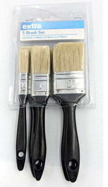 Extra - Natural Paint Brushes - Set Of 5 - 12Mm, 25Mm, 38Mm 50Mm & 62Mm
