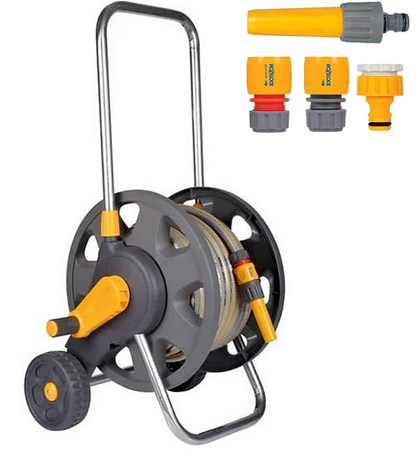 Hozelock 45m Free Standing Garden Hose Cart 20m Hose Pipe Connectors 2489