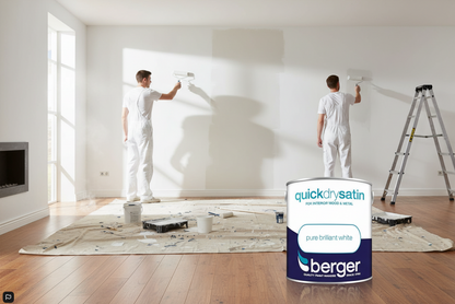 Berger Quick Dry Satin | Brilliant White | 1 x 2.5 Litre