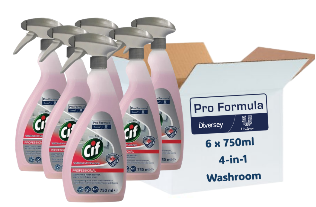 Cif Pro Formula 4-in-1 Washroom Cleaner & Disinfectant Ready To Use 750ml