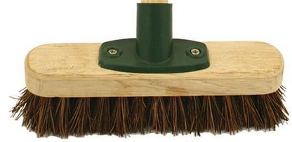 Charley Bentley 9" Deck Scrub Heavy Duty Stiff Floor Scrubbing Brush & Handle