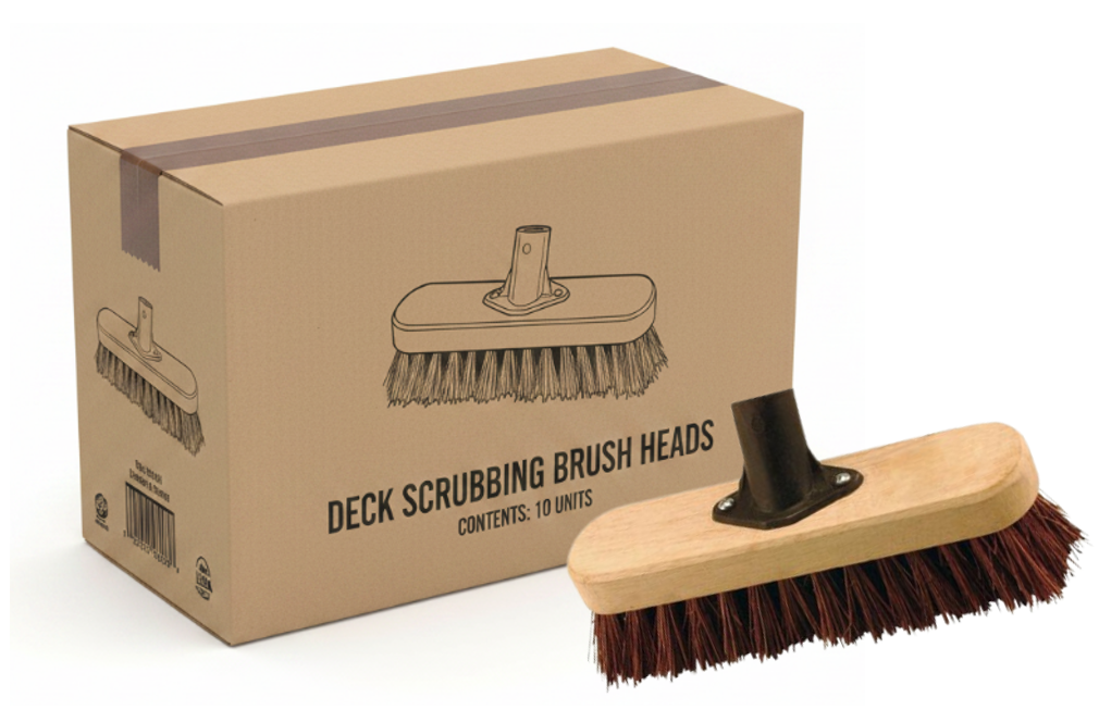 Castledale Wooden Deck Scrubbing Brush Head 9" {23cm} With Bassine Fibres