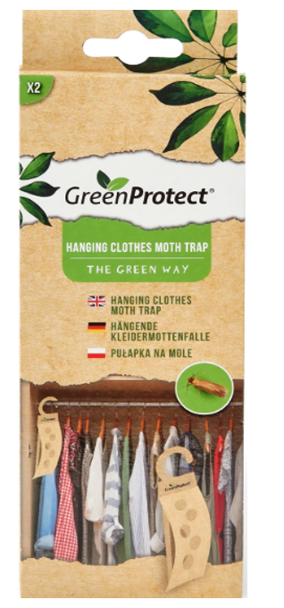 Green Protect Hanging Clothes Moth Trap | Odourless | 2 Pack | Easy Hangers