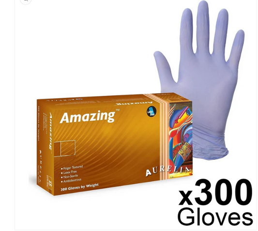 Aurelia AMAZING Nitrile Powder Free Examination Gloves - Box of 300 - ALL SIZES