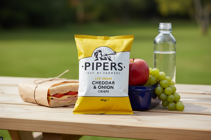 Pipers Gluten-Free Lye Cross Cheddar & Onion Vegetarian Crisps Multi-Pack | 24 x 40g