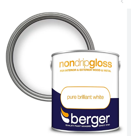 Berger Non Drip Gloss Paint | Pure Brilliant White | 2.5L