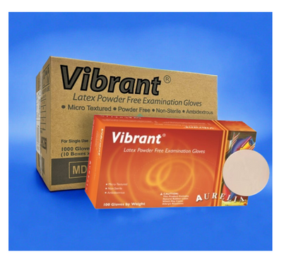 Aurelia Vibrant Micro Textured Latex Gloves 5.7g - Powder-Free-100's ALL SIZES