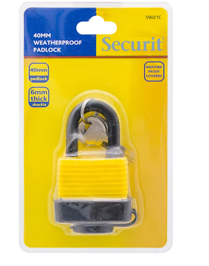 Securit S1166 Weather Resistant Padlock Yellow/Black 40mm