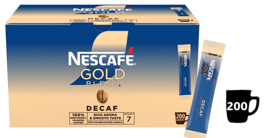 Nescafe Gold Blend Decaffeinated Instant Coffee Sticks (Pack 200)