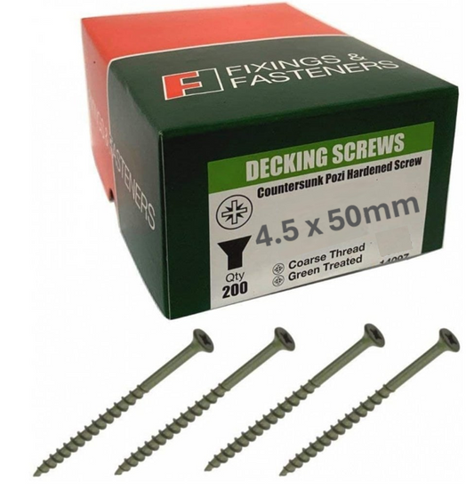 Forgefix Countersunk Decking Screws | 4.5 X 50Mm | Green | Box 200
