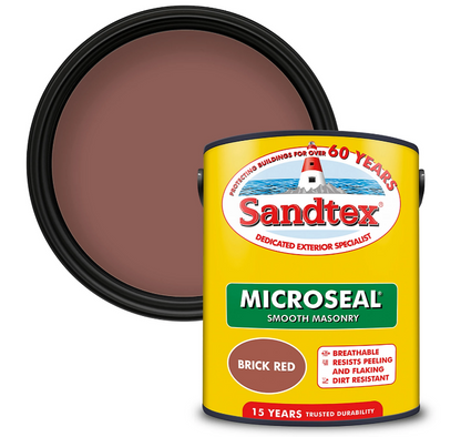 Sandtex Microseal | Smooth Masonry Paint | Red Brick | 5 Litre