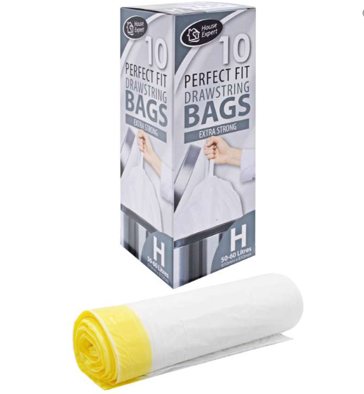 Perfect Fit White Peddle Bin Liners Size H 50-60 Litre Pack 10's