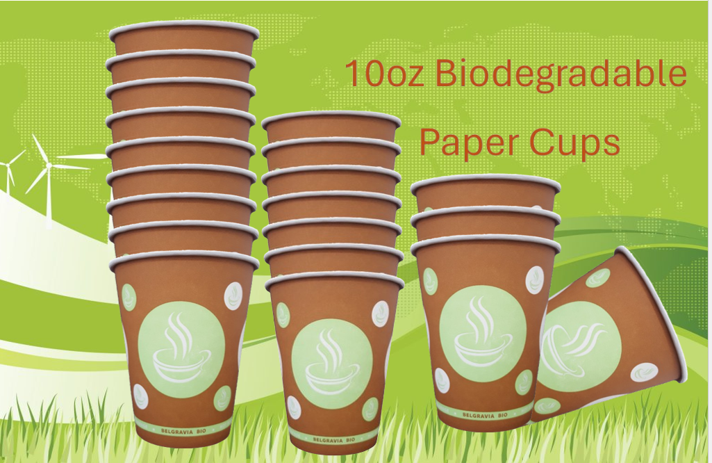 10oz Belgravia Biodegradable & Compostable  Single Walled Paper Cups - NWT FM SOLUTIONS