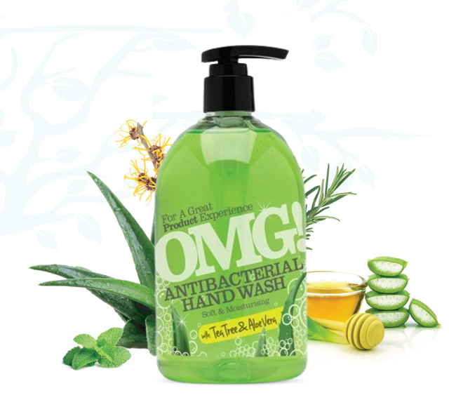 OMG Antibacterial Hand Wash Aloe Vera Pump Top Bottle 500ml - 604399