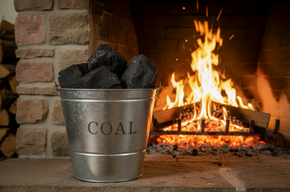 Manor Reproductions | Large Metal Fireside Coal Bucket with Wooden Handle |Galvanised Finish