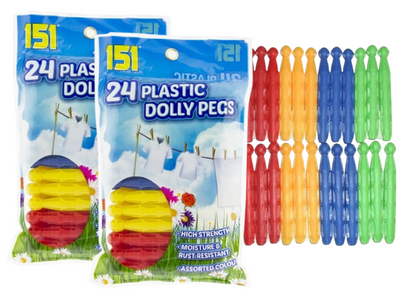 Jumbo Multi Coloured All Weather Plastic Clothes Pegs 24pk