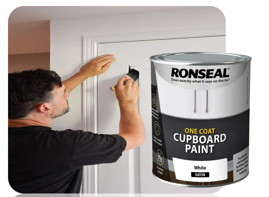 Ronseal One Coat Cupboard & Interior Wood Paint | Satin White 750ml.