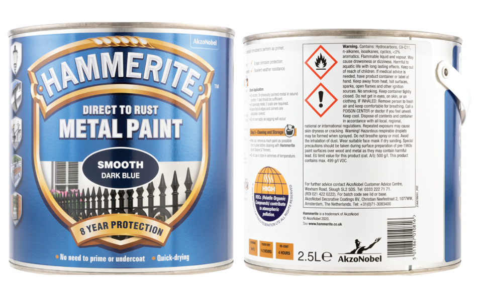 Hammerite 5084845 Sfdb25L 2.5L Direct To Rust Smooth Finish - Dark Blue