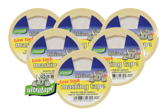 Rhino Ultratape 25mm x 50m Low Tack Masking Tape