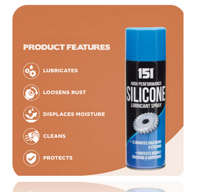 Silicone Lubricant Spray Grease Oil Clear Eliminates Squeaking Sticking 200Ml