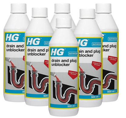 HG Drain & Plug Unblocker, Effectively Removes Blockages & Cleans Blocked Drains 500ml