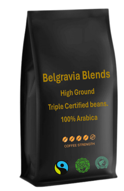 Belgravia High-Ground Blend Fairtrade Organic Coffee Beans 1kg (100% Arabica)