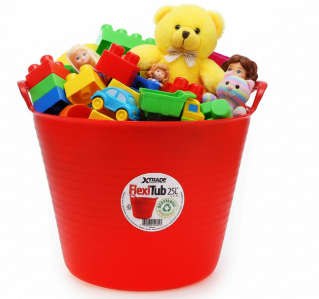 X-Trade 100% Recyclable Flexi-Tub | Colour: Red | Size: 25 Litre