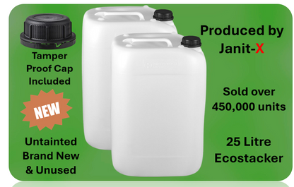 Janit-X 25L EcoStacker Container/Jerry Can CLEAR Includes Screw Top {Food Compliant}