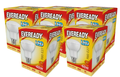 Eveready LED R80 Reflector E27 (ES) 806lm 8.8W 3,000K (Warm White), Box of 1