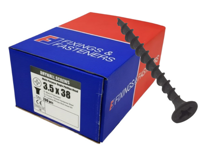 ForgeFix 3.5 x 38mm Drywall Screws Black Phosphate 200DWS38BP | 1 x 200 Pack