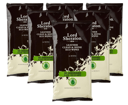 Lord Sheraton Eco Leather Clean And Shine Wipes, Clear, 24 Pack