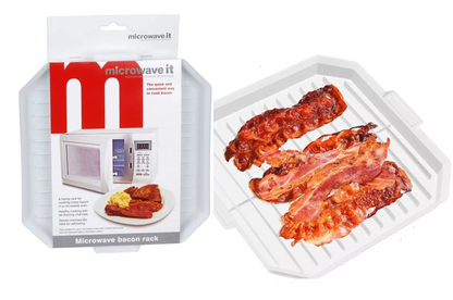 Microwave It Plastic Microwave Bacon Rack Crisper Defrosting Tray - White