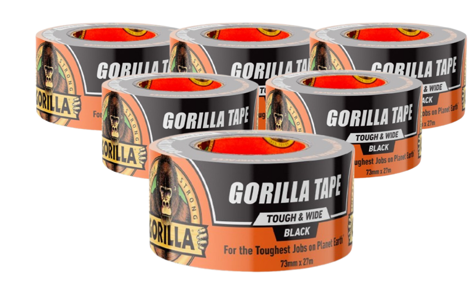 Gorilla Tape Tough & Wide 73mm x 27m Black | For the Toughest of Jobs | 27m long