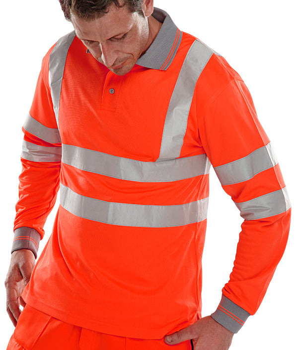 Beeswift Long Sleeve Hi-Vis Polo Shirt  - {ALL COLOURS / SIZES}