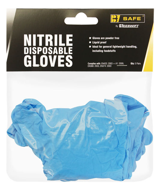 NITRILE DISPOSABLE GLOVE PACK OF 5 PAIRS - {ALL COLOURS / SIZES}