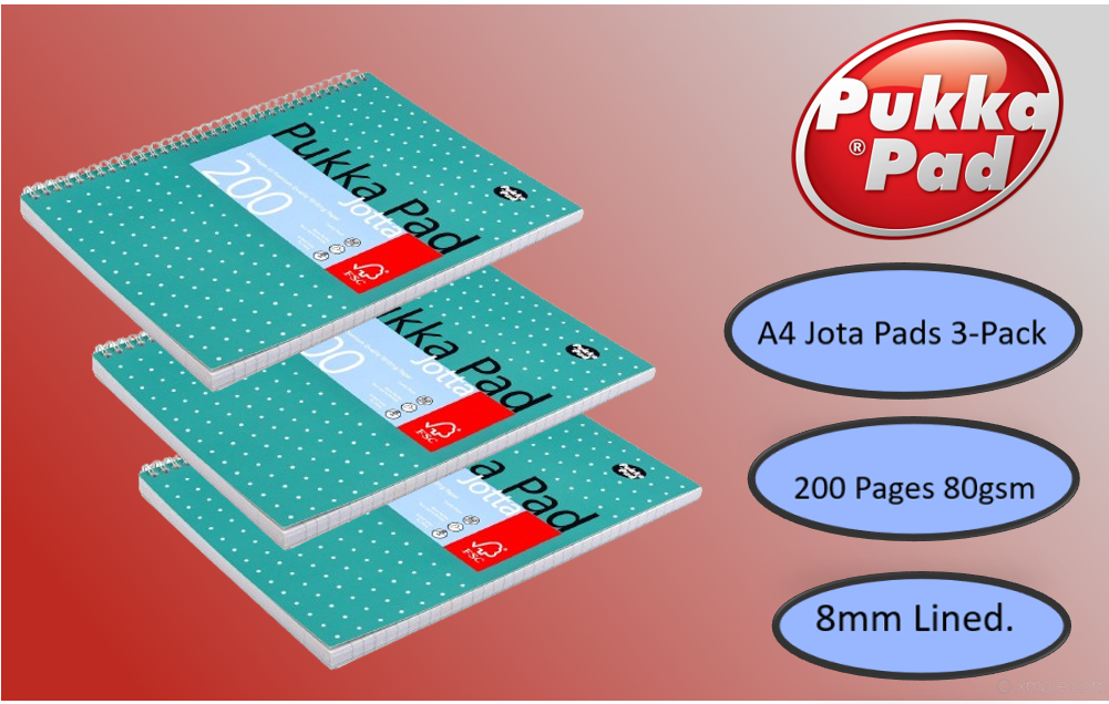 Pukka Pad Ruled Wirebound Metallic Jotta Notebook 200 Pages A4 (Pack of 3) JM018 - NWT FM SOLUTIONS