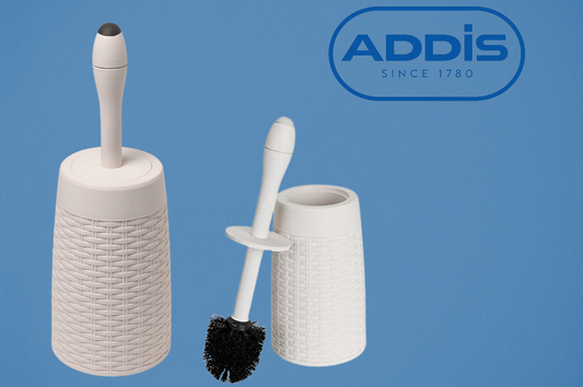 Addis Rattan Closed Cream Toilet Brush Set - NWT FM SOLUTIONS